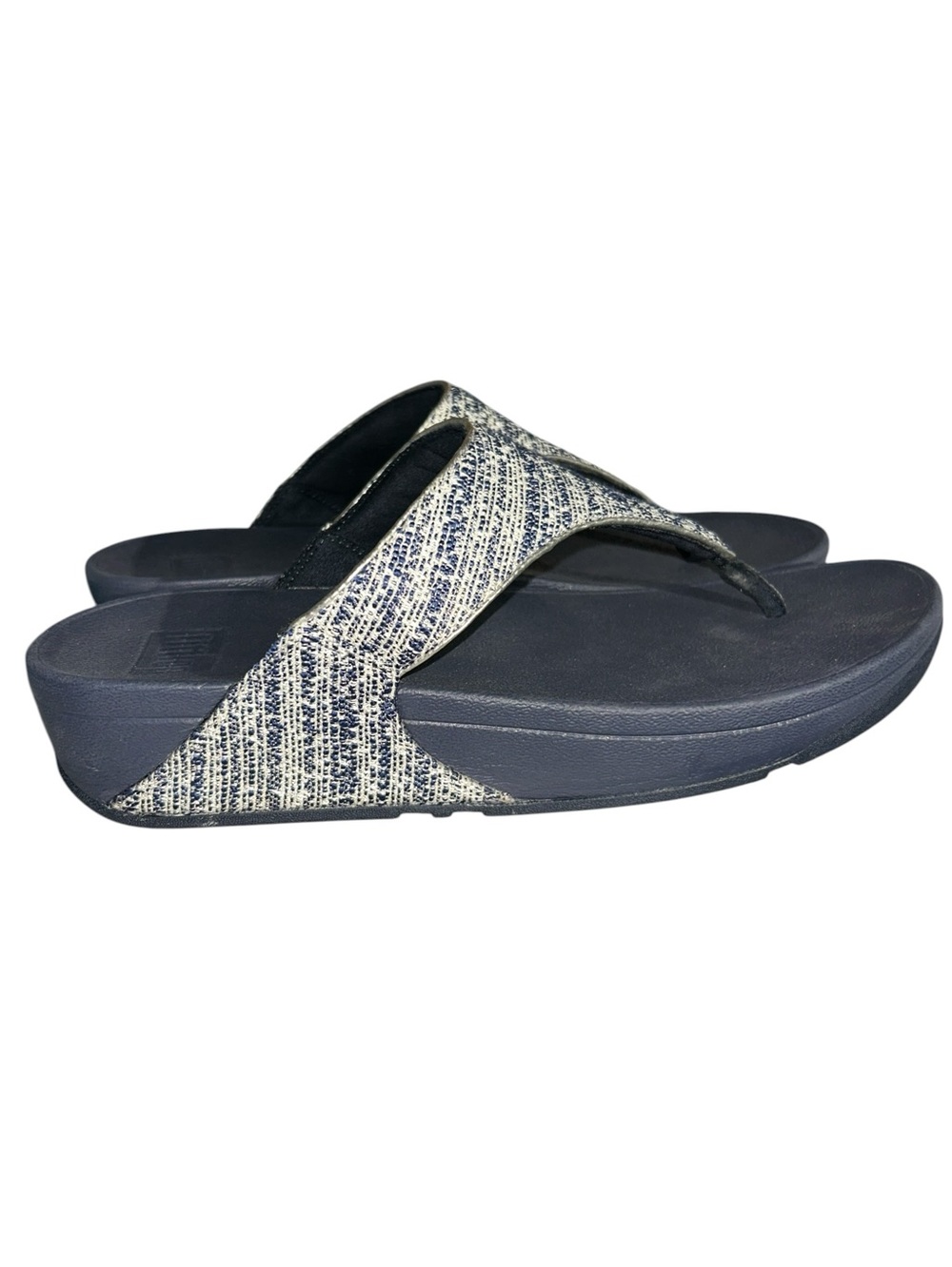 FitFlop Lulu Shimmerweave Toe Post Sandals in Midnight Navy Mix Size 10 - Picture 5 of 10